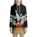 Bowling Strike Print Pullover Hoodie Dress