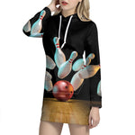 Bowling Strike Print Hoodie Dress