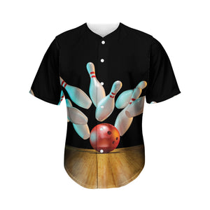 Bowling Strike Print Men's Baseball Jersey