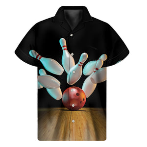 Bowling Strike Print Men's Short Sleeve Shirt