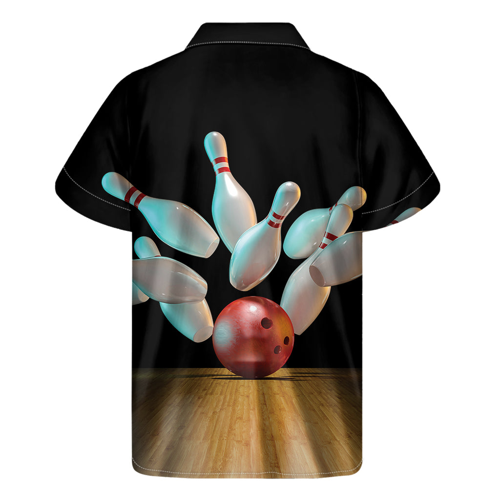 Bowling Strike Print Men's Short Sleeve Shirt