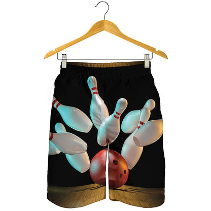 Bowling Strike Print Men's Shorts