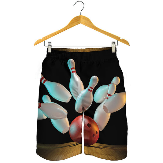 Bowling Strike Print Men's Shorts