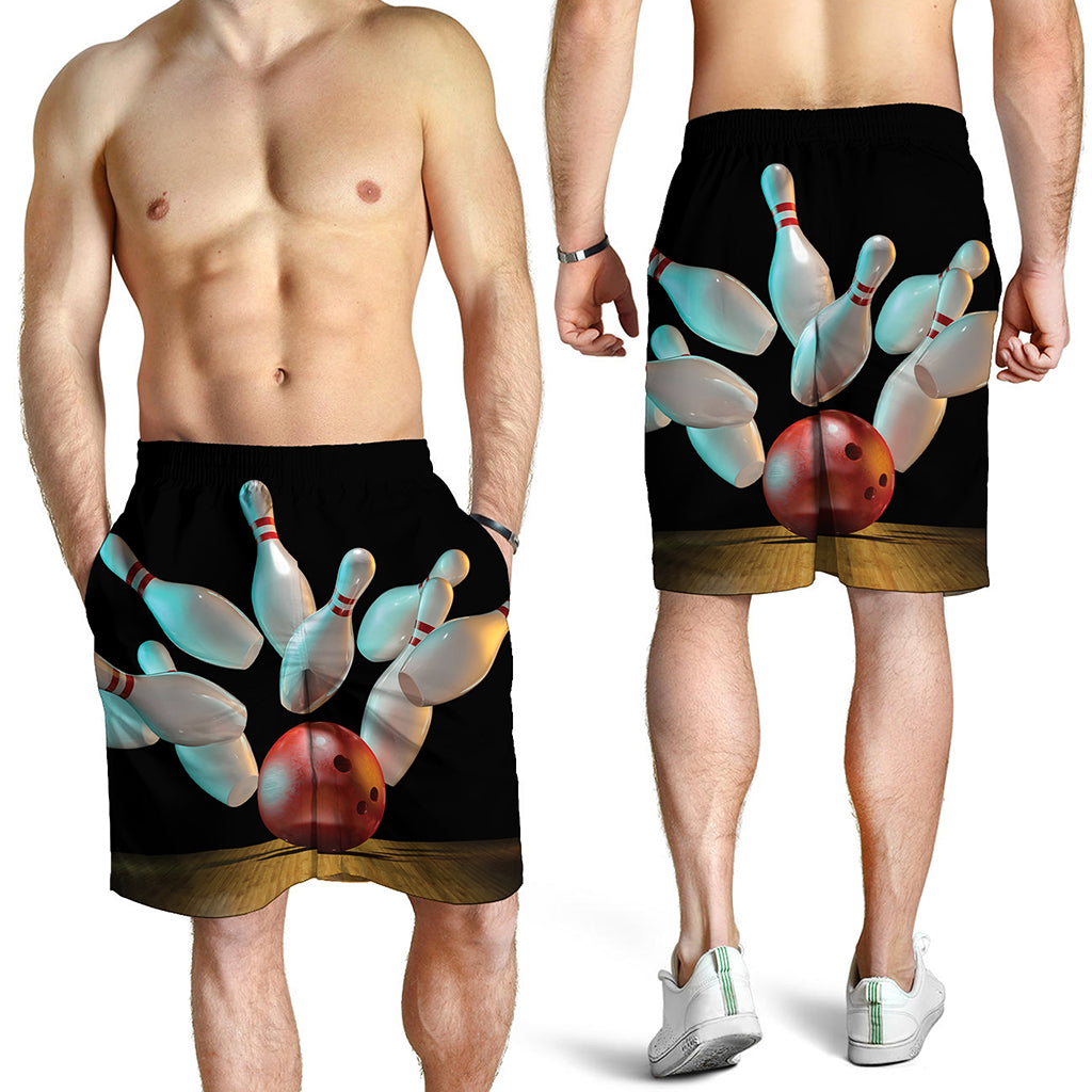 Bowling Strike Print Men's Shorts