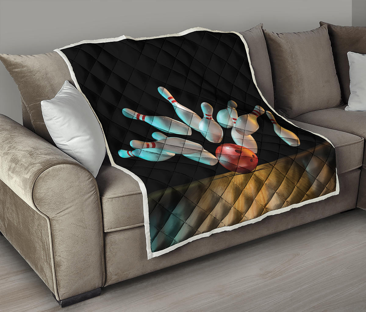 Bowling Strike Print Quilt