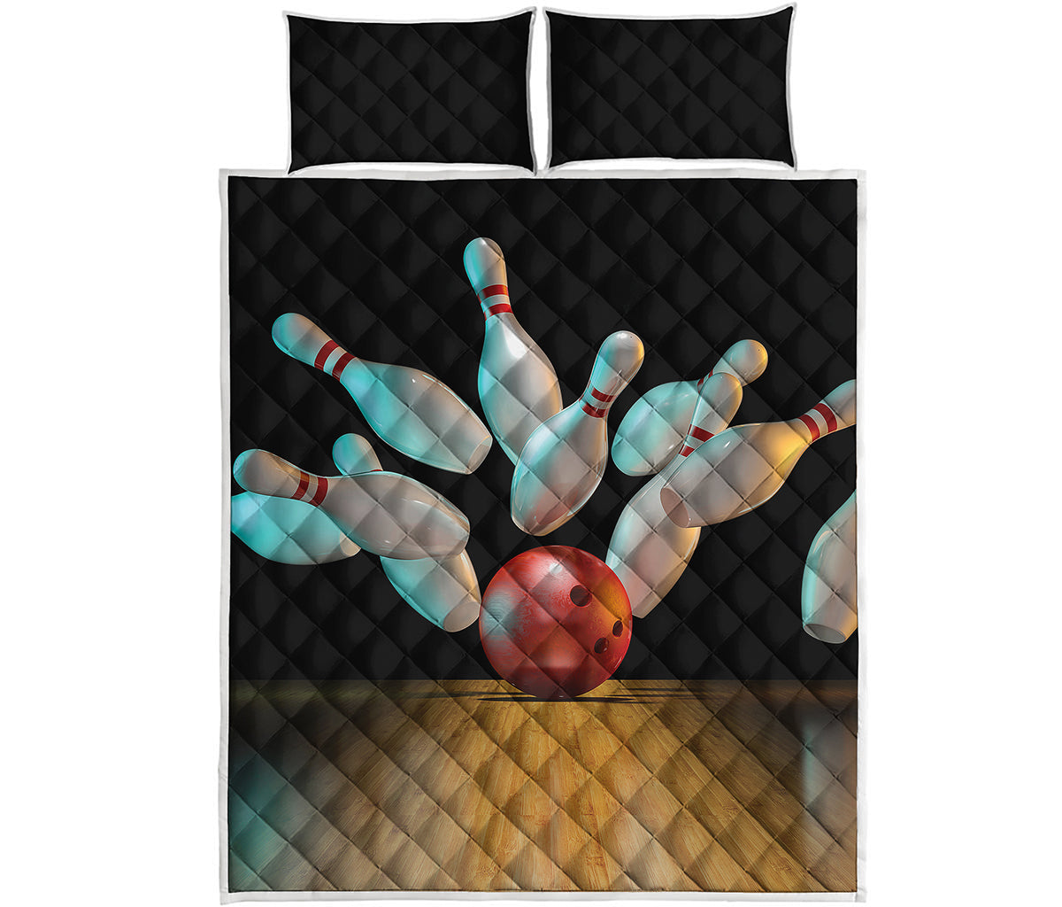 Bowling Strike Print Quilt Bed Set