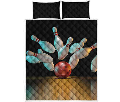 Bowling Strike Print Quilt Bed Set
