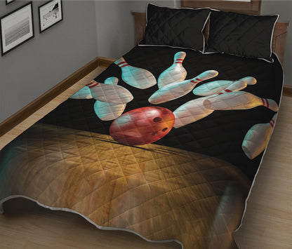 Bowling Strike Print Quilt Bed Set