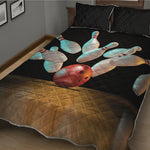 Bowling Strike Print Quilt Bed Set