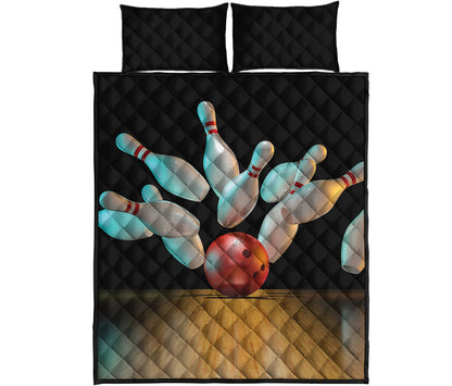 Bowling Strike Print Quilt Bed Set