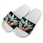 Bowling Strike Print White Slide Sandals