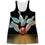 Bowling Strike Print Women's Racerback Tank Top