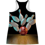 Bowling Strike Print Women's Racerback Tank Top