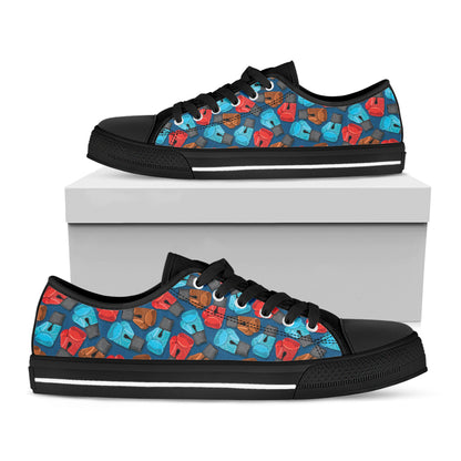 Boxing Gloves Pattern Print Black Low Top Shoes