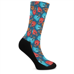 Boxing Gloves Pattern Print Crew Socks