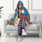 Boxing Gloves Pattern Print Hooded Blanket