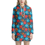 Boxing Gloves Pattern Print Hoodie Dress
