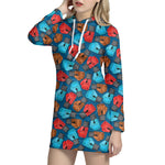 Boxing Gloves Pattern Print Hoodie Dress