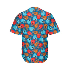 Boxing Gloves Pattern Print Men's Baseball Jersey