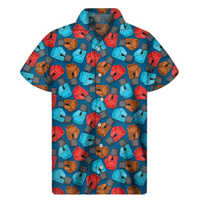 Boxing Gloves Pattern Print Men's Short Sleeve Shirt