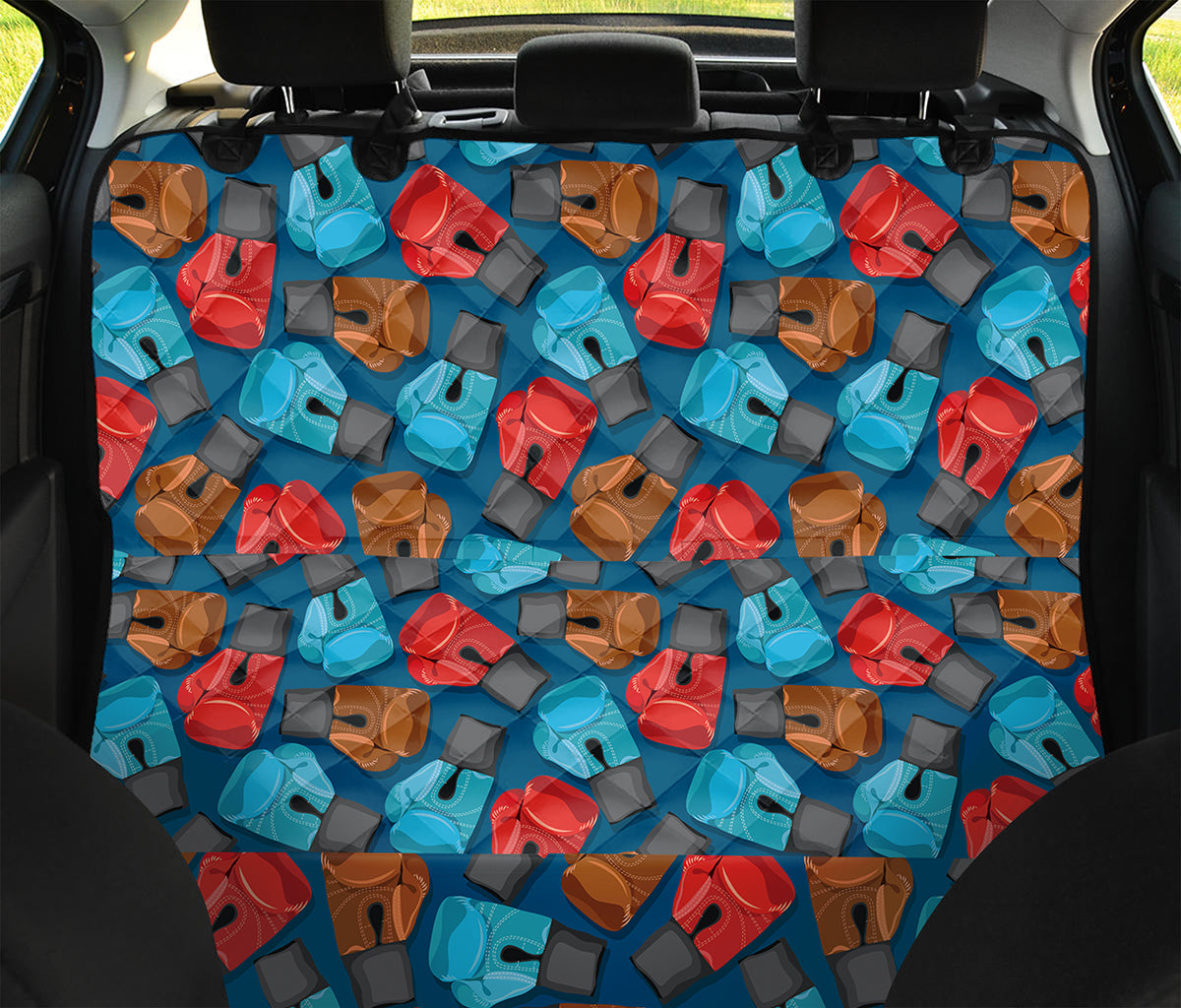 Boxing Gloves Pattern Print Pet Car Back Seat Cover