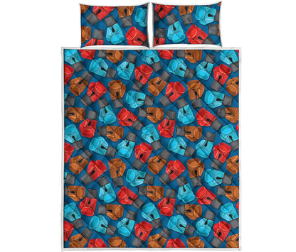 Boxing Gloves Pattern Print Quilt Bed Set
