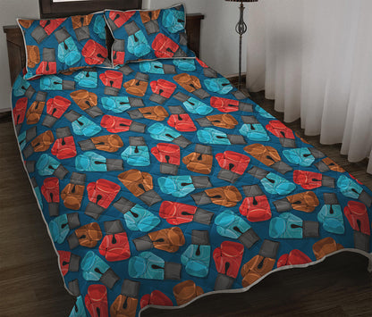 Boxing Gloves Pattern Print Quilt Bed Set