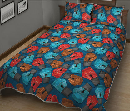 Boxing Gloves Pattern Print Quilt Bed Set