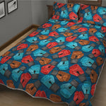 Boxing Gloves Pattern Print Quilt Bed Set