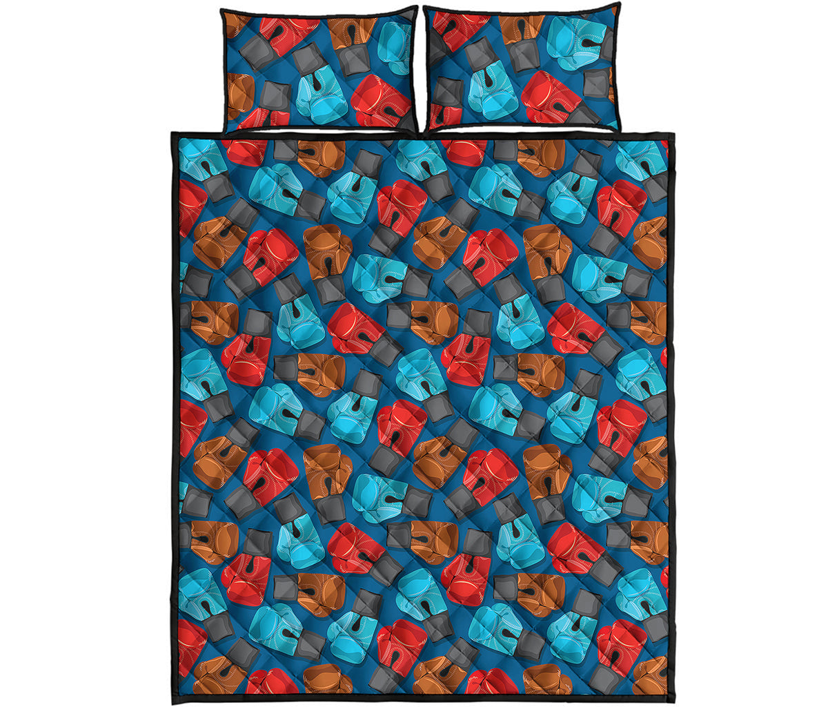 Boxing Gloves Pattern Print Quilt Bed Set