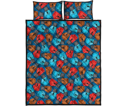 Boxing Gloves Pattern Print Quilt Bed Set