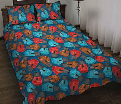 Boxing Gloves Pattern Print Quilt Bed Set