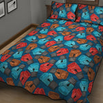 Boxing Gloves Pattern Print Quilt Bed Set