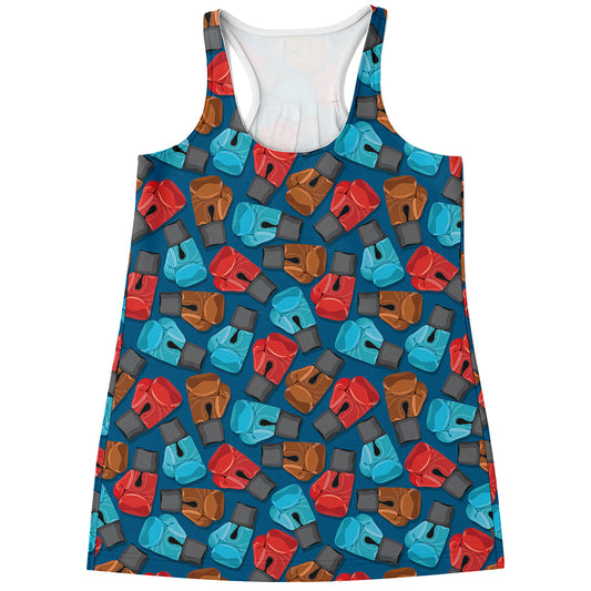 Boxing Gloves Pattern Print Women's Racerback Tank Top