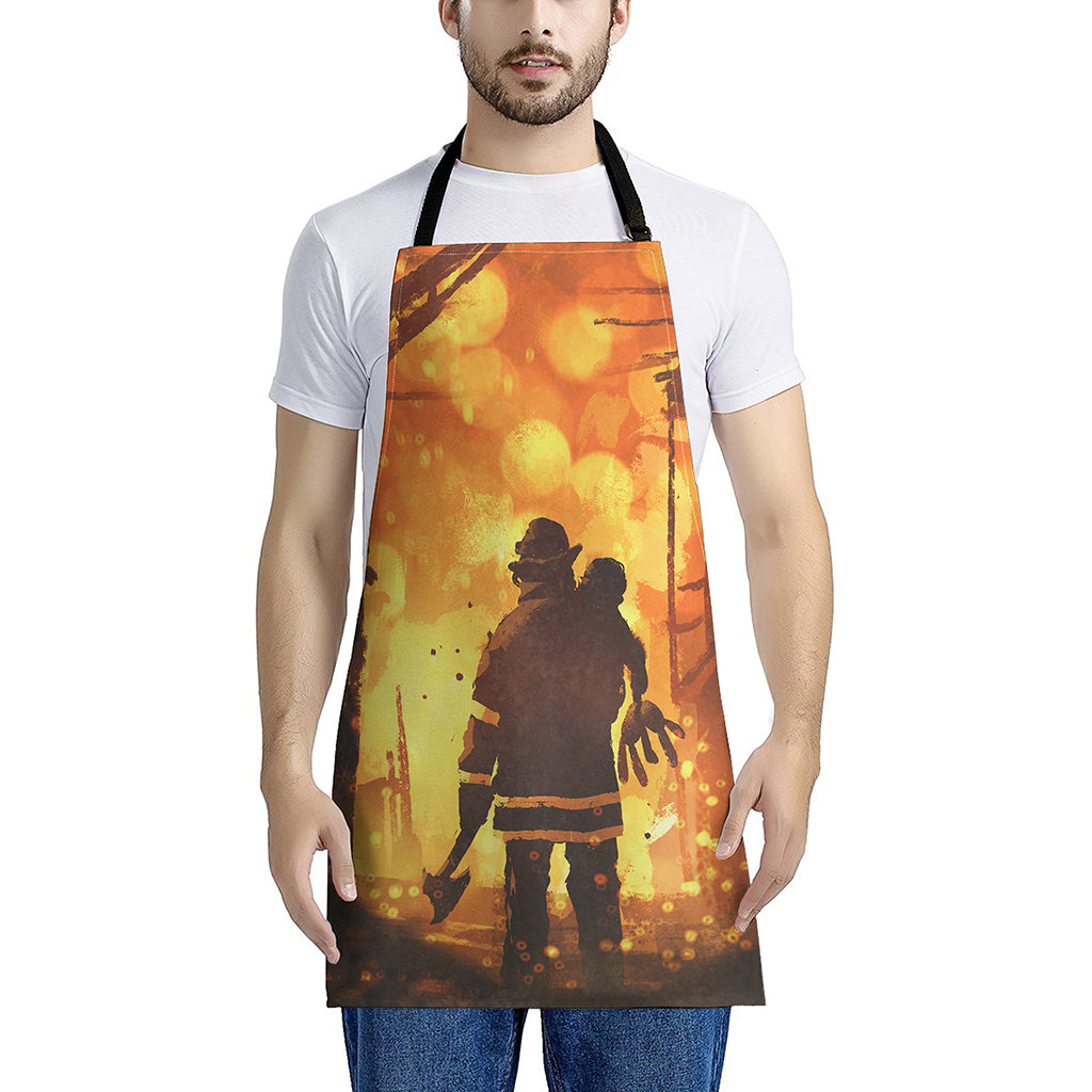 Brave Firefighter Painting Print Apron