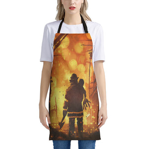 Brave Firefighter Painting Print Apron