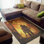 Brave Firefighter Painting Print Area Rug
