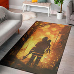 Brave Firefighter Painting Print Area Rug