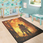 Brave Firefighter Painting Print Area Rug
