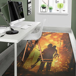 Brave Firefighter Painting Print Area Rug