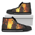 Brave Firefighter Painting Print Black High Top Sneakers