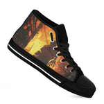 Brave Firefighter Painting Print Black High Top Shoes