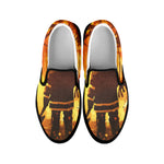Brave Firefighter Painting Print Black Slip On Shoes
