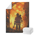 Brave Firefighter Painting Print Blanket