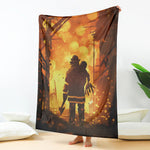Brave Firefighter Painting Print Blanket