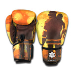 Brave Firefighter Painting Print Boxing Gloves