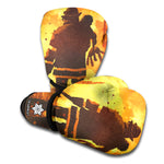 Brave Firefighter Painting Print Boxing Gloves