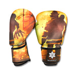 Brave Firefighter Painting Print Boxing Gloves