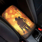 Brave Firefighter Painting Print Car Center Console Cover
