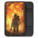 Brave Firefighter Painting Print Car Center Console Cover